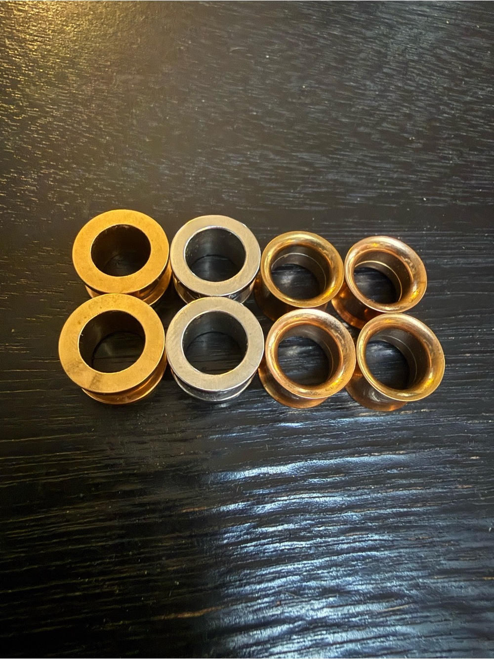 Rose Gold and Silver Metal Screw-Back Gauge Plug Set